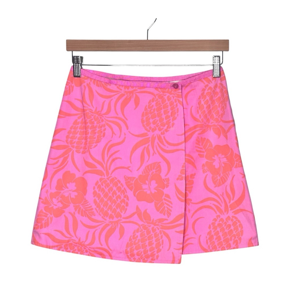 Lilly Pulitzer Tropical Pineapple Wrap Mini Skirt fits size XS Floral Reversible